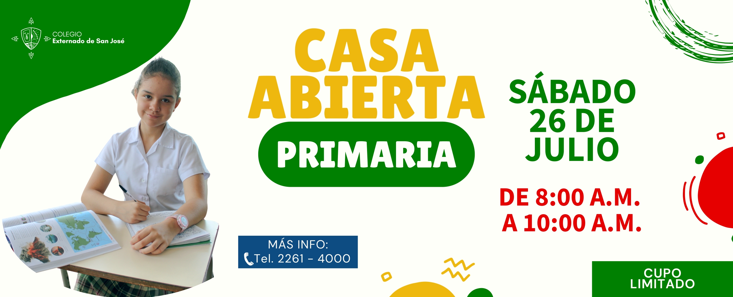 Banner de casa abierta en primaria 2025